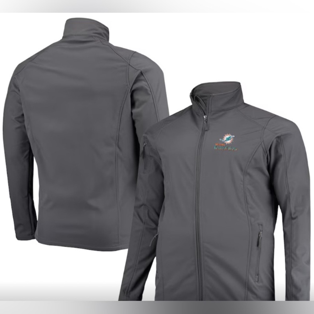 Miami Dolphins Softshell full zip Jacket XL Grey EUC NFL Football essential gear